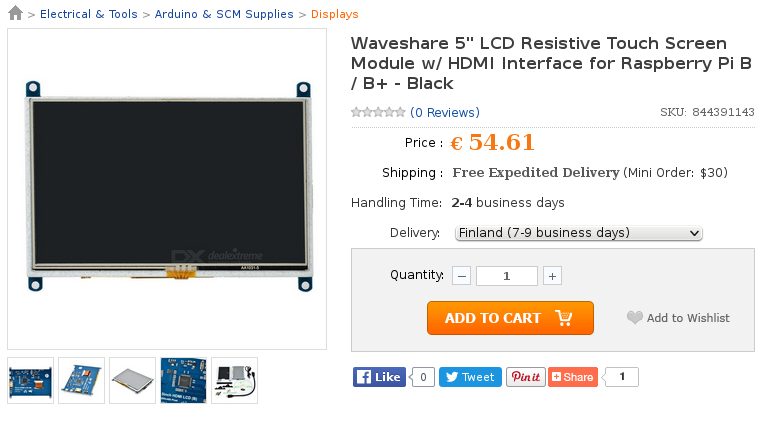 Waveshare 5&quot; Resistive Touchscreen on DealExtreme